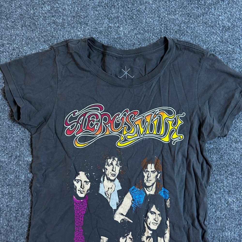 Life Clothing Co T-Shirt Womens Size M Charcoal Gray Aerosmith Rock Band Graphic